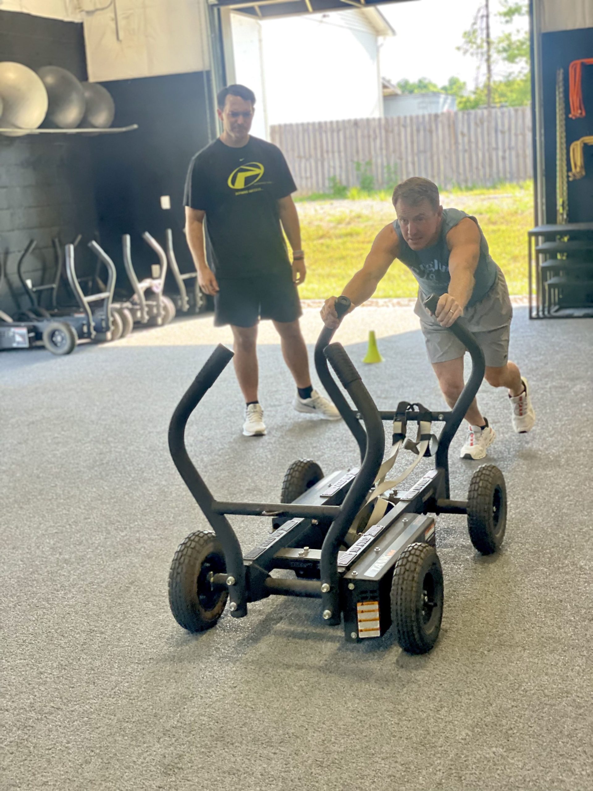 cancer survivor working out at gym
