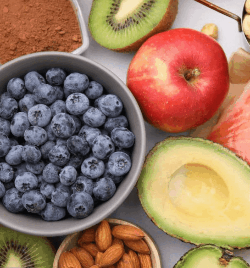 blueberries apple avocado kiwi almonds